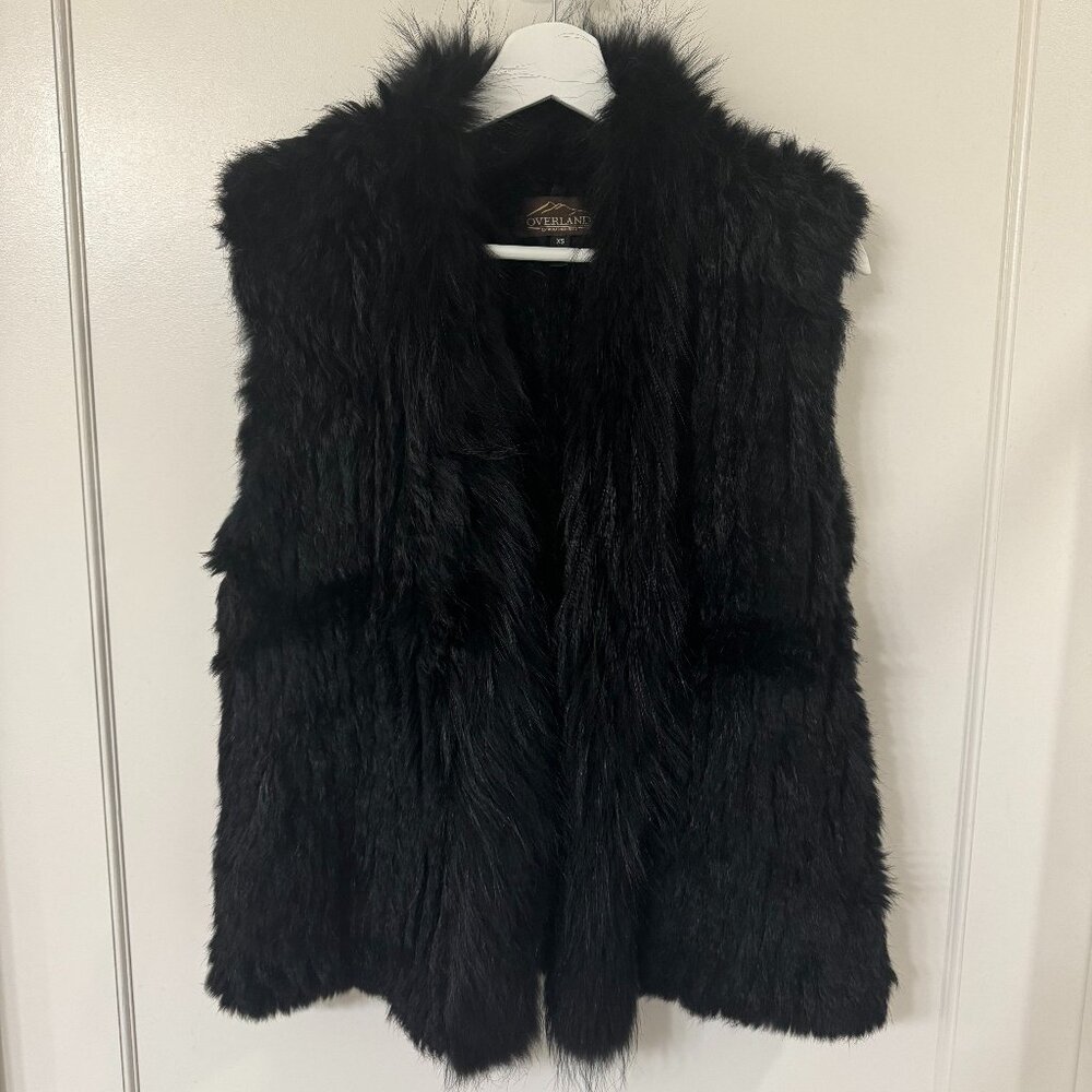 Overland Rachel Knitted Rabbit Fur Vest with Fur Trim